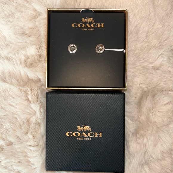 Coach Diamond Silver Stud Earrings - Picture 1 of 4